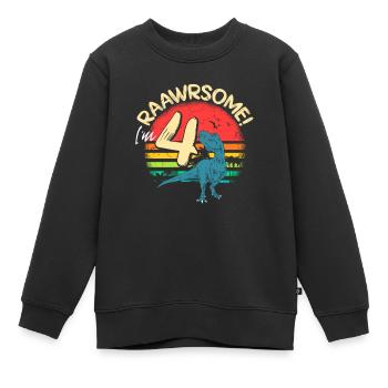 Dinosaures de Tyrannosaure 4 ans Dino - Sweat Premium enfant bio - noir - Devant - AI Model Kid Female (0cm)