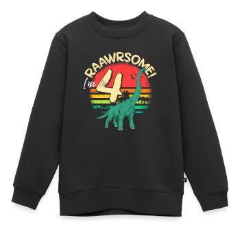 Brachiosaurus dinosaure 4 ans Dino anniversaire - Sweat Premium enfant bio - noir - Devant - AI Model Kid Female (0cm)