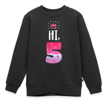 Hi Five Birthday 5 Jahre Geburtstag Mädchen Krone - Kinder Premium Organic Sweatshirt - Schwarz - Vorne - AI Model Kid Female (0cm)