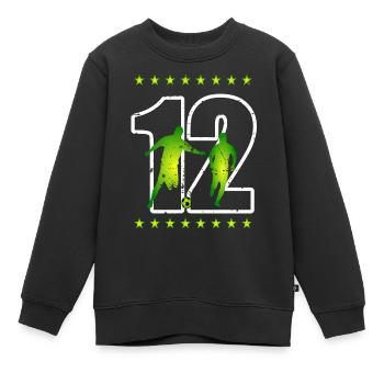 Fußball Trikotnummer 12 - Kinder Premium Organic Sweatshirt - Schwarz - Vorne - AI Model Kid Female (0cm)