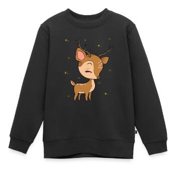 Kleines Rehkitz Reh Waldtiere Tier - Kinder Premium Organic Sweatshirt - Schwarz - Vorne - AI Model Kid Female (0cm)