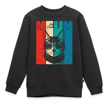 Retro Nine 9 years 9 . Birthday Cool Cat - Kids Premium Organic Sweatshirt - black - Front - AI Model Kid Female (0cm)