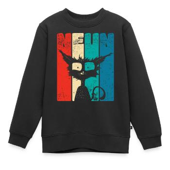 Retro Nine 9 years 9 . Birthday Funny Cat - Kids Premium Organic Sweatshirt - black - Front - AI Model Kid Female (0cm)