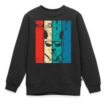 Retro Ten 10 ans 10 . Chien de berger d’anniversaire - Sweat Premium enfant bio - noir - Devant - AI Model Kid Female (0cm)