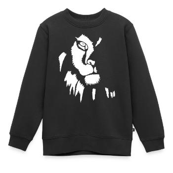Weißer Löwe im Schatten - Kinder Premium Organic Sweatshirt - Schwarz - Vorne - AI Model Kid Female (0cm)