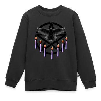 Halloween Pentagramm Rabe Okkult Satan Teufel - Kinder Premium Organic Sweatshirt - Schwarz - Vorne - AI Model Kid Female (0cm)