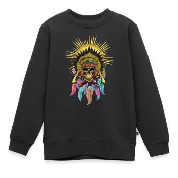 Chef du crâne de l’attrape-rêves - Sweat Premium enfant bio - noir - Devant - AI Model Kid Female (0cm)