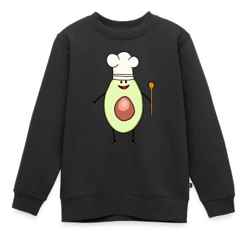 Avocado Chef’s Hat Végétarien Gourmet - Sweat Premium enfant bio - noir - Devant - AI Model Kid Female (0cm)