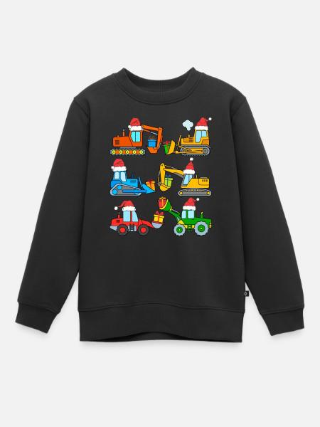 Bagger Weihnachten Baustelle Weihnachtsmann Mütze - Kinder Premium Organic Sweatshirt - Schwarz
