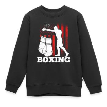 Boxing America Flag Arts martiaux Boxe Boxing Fighter - Sweat Premium enfant bio - noir - Devant - AI Model Kid Female (0cm)
