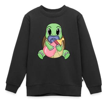 Baby Schildkröte - Kinder Premium Organic Sweatshirt - Schwarz - Vorne - AI Model Kid Female (0cm)