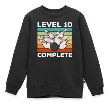 Bowling Level 10 Complete 10. Geburtstag Bowlers - Kinder Premium Organic Sweatshirt - Schwarz - Vorne - AI Model Kid Female (0cm)