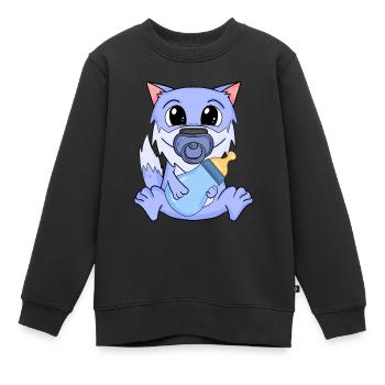 Baby Wolf - Kinder Premium Organic Sweatshirt - Schwarz - Vorne - AI Model Kid Female (0cm)