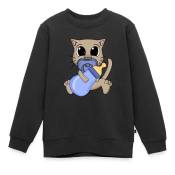 Baby Junge Katze - Kinder Premium Organic Sweatshirt - Schwarz - Vorne - AI Model Kid Female (0cm)