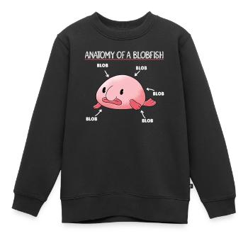Blobfish Explication Anatomie d’un Blobfish - Sweat Premium enfant bio - noir - Devant - AI Model Kid Female (0cm)
