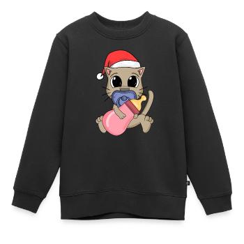 Baby Katze Weihnachten - Kinder Premium Organic Sweatshirt - Schwarz - Vorne - AI Model Kid Female (0cm)