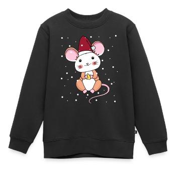 Xmas Kind Maus Schneeflocken Christmas Weihnachten - Kinder Premium Organic Sweatshirt - Schwarz - Vorne - AI Model Kid Female (0cm)