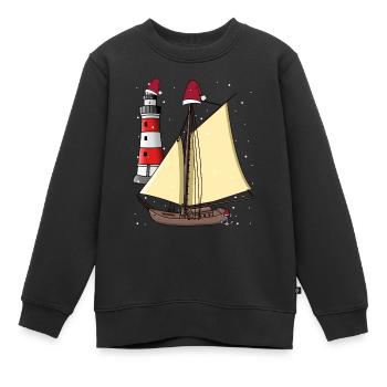 Voilier Nikolaus Santa Ahoi Noël maritime - Sweat Premium enfant bio - noir - Devant - AI Model Kid Female (0cm)