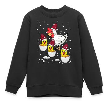 Xmas Weihnachten Mutter Huhn Hühnerstall Nikolaus - Kinder Premium Organic Sweatshirt - Schwarz - Vorne - AI Model Kid Female (0cm)