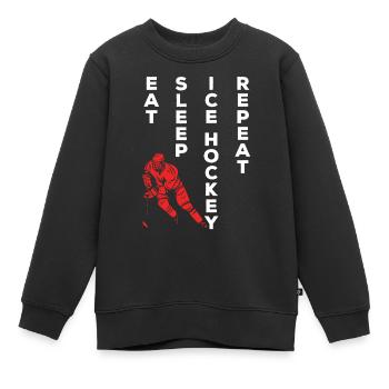 Eishockey Eat Sleep Hockey sur glace Répéter I Hockey sur glace - Sweat Premium enfant bio - noir - Devant - AI Model Kid Female (0cm)