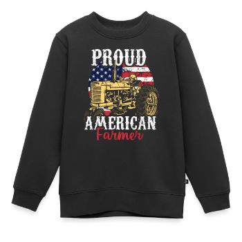Stolzer Amerikanischer Landwirt - Kinder Premium Organic Sweatshirt - Schwarz - Vorne - AI Model Kid Female (0cm)