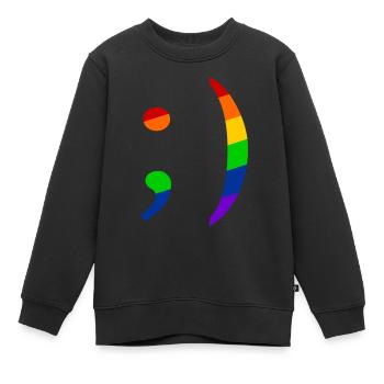 Retro Emoji Zwinker Queer - Kinder Premium Organic Sweatshirt - Schwarz - Vorne - AI Model Kid Female (0cm)