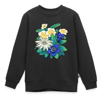 Autriche Fleurs Fleurs Montagnes Montagnes Nature Flore - Sweat Premium enfant bio - noir - Devant - AI Model Kid Female (0cm)