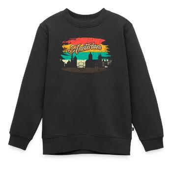 Amsterdam - Kinder Premium Organic Sweatshirt - Schwarz - Vorne - AI Model Kid Female (0cm)