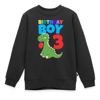 Birthday Boy 3. Geburtstag Dinosaurier - Kinder Premium Organic Sweatshirt - Schwarz - Vorne - AI Model Kid Female (0cm)