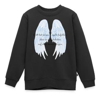 Gott hat seinen Engeln befohlen Spruch Schutzengel - Kinder Premium Organic Sweatshirt - Schwarz - Vorne - AI Model Kid Female (0cm)