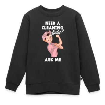 Lustiges Putzfrau Reinigungskraft Hausfrau Putzen - Kinder Premium Organic Sweatshirt - Schwarz - Vorne - AI Model Kid Female (0cm)