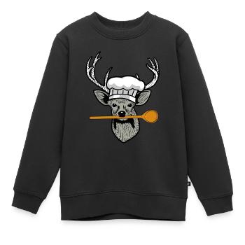 Willd Küche Koch Kochlöffel Hirschkopf Restaurant - Kinder Premium Organic Sweatshirt - Schwarz - Vorne - AI Model Kid Female (0cm)