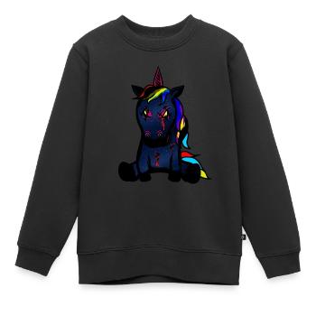 Horreur Mythique Animal Licorne Fantasy Mythe - Sweat Premium enfant bio - noir - Devant - AI Model Kid Female (0cm)