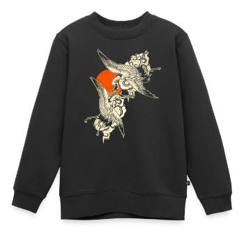 Grues - Art japonais - Sweat Premium enfant bio - noir - Devant - AI Model Kid Female (0cm)