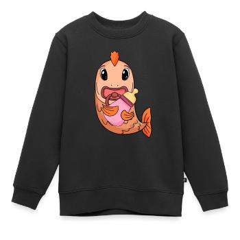 Baby Fisch - Kinder Premium Organic Sweatshirt - Schwarz - Vorne - AI Model Kid Female (0cm)