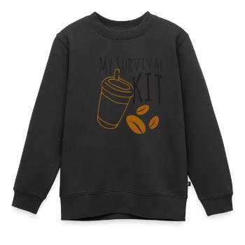 Le kit de survie au café - Sweat Premium enfant bio - noir - Devant - AI Model Kid Female (0cm)