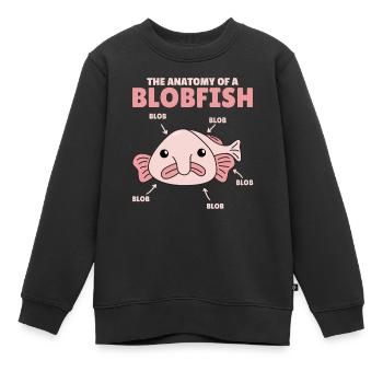 Blobfish Explication Anatomie d’un Blobfish - Sweat Premium enfant bio - noir - Devant - AI Model Kid Female (0cm)