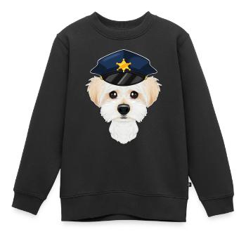 Police Maître canin maltais I Chien policier I - Sweat Premium enfant bio - noir - Devant - AI Model Kid Female (0cm)