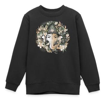 Le dieu éléphant Ganesha au milieu de la jungle - Sweat Premium enfant bio - noir - Devant - AI Model Kid Female (0cm)