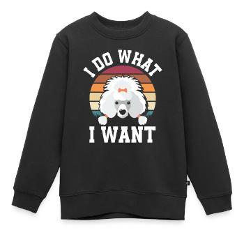 Caniche - Sweat Premium enfant bio - noir - Devant - AI Model Kid Female (0cm)