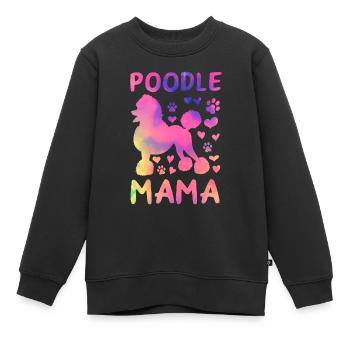 Caniche Mama Caniche Maman Caniche Amoureux - Sweat Premium enfant bio - noir - Devant - AI Model Kid Female (0cm)