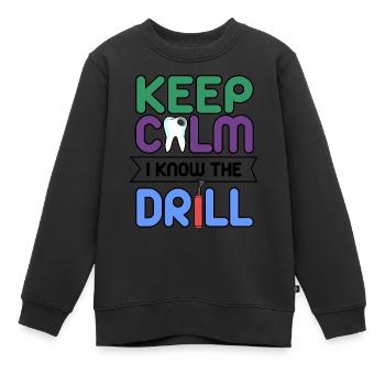 Restez calme Dentiste - Sweat Premium enfant bio - noir - Devant - AI Model Kid Female (0cm)