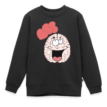 Cerveau Cerveau Sentiments Amour Partenariat Valentin - Sweat Premium enfant bio - noir - Devant - AI Model Kid Female (0cm)