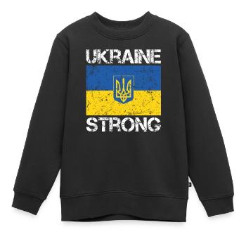 L’Ukraine forte - Sweat Premium enfant bio - noir - Devant - AI Model Kid Female (0cm)