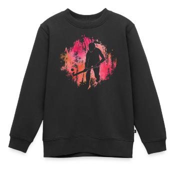 Feldhockey - Kinder Premium Organic Sweatshirt - Schwarz - Vorne - AI Model Kid Female (0cm)