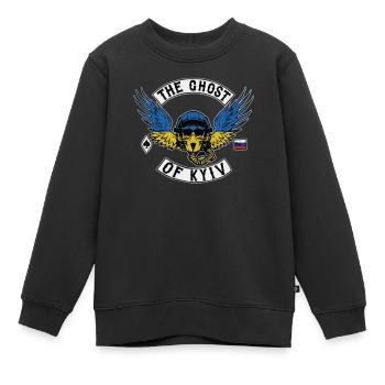 Geist von Kiew ukrainische Flagge Ukraine stark - Kinder Premium Organic Sweatshirt - Schwarz - Vorne - AI Model Kid Female (0cm)