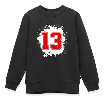 13 Nombre d’objets blob - Sweat Premium enfant bio - noir - Devant - AI Model Kid Female (0cm)