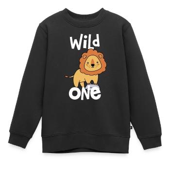 Wild One Lion 1st Birthday Lion Costume - Kids Premium Organic Sweatshirt - black - Front - AI Model Kid Female (0cm)