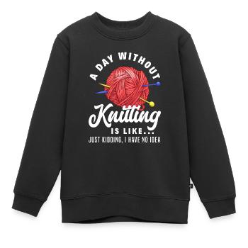 Tricot Aiguille à tricoter Aiguille à tricoter - Sweat Premium enfant bio - noir - Devant - AI Model Kid Female (0cm)