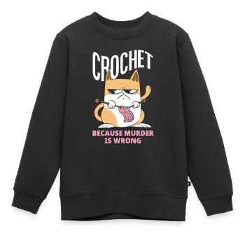 Crochet Crochet Hook Crochet Hooks Crochet Hooker - Sweat Premium enfant bio - noir - Devant - AI Model Kid Female (0cm)